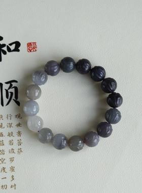 高端设计天然和田玉烟紫手链