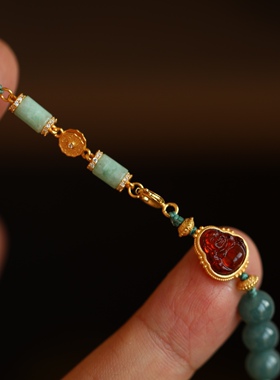 高端定制天然蓝水翡翠多圈搭配纯银鎏金镶嵌翡翠链条青金石直管