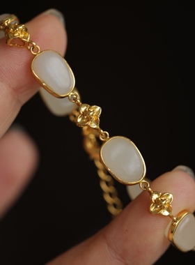 一物一图天然和田玉羊脂玉随形手链玉质油润细腻精致有质感