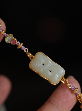 高端定制天然巴西碧玺磨面多层纯银鎏金碧玺葫芦纯银鎏金镶和田玉