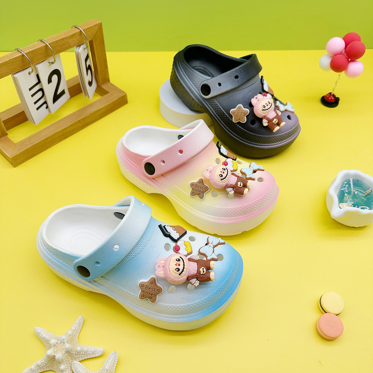 新款男女童亲子拖鞋卡通奶茶拉布布EVA洞洞鞋软底防滑包头凉鞋,淘宝优惠券,粉丝福利购,淘宝优惠卷