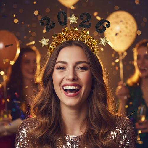 2026新年元旦跨年晚会舞会帽子NEW YEAR头饰发箍学校公司活动道具 - 图1