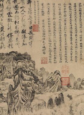 明冷谦白岳图绢布宣纸微喷临摹