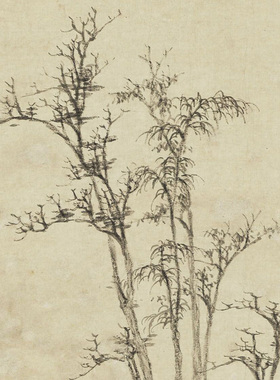 元代 倪瓒 渔庄秋霁图 名家国画真迹复制品高清艺术微喷绢本临摹
