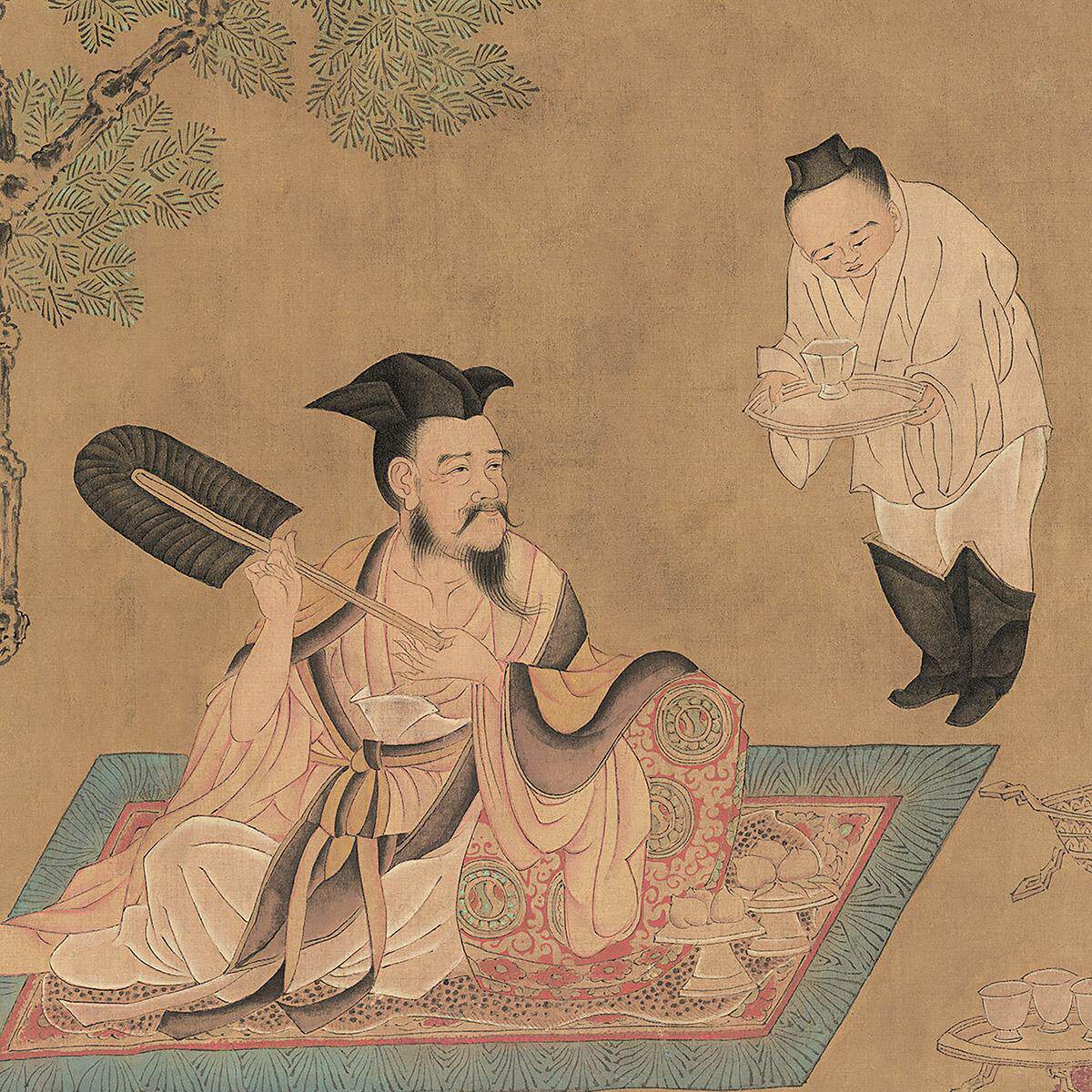 唐孙位高逸图竹林七贤图国画名家真迹复制画芯高清微喷临摹范本