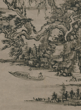 清代髡残雨洗山根图传统山水图高清国画艺术微喷绢本画心临摹画稿