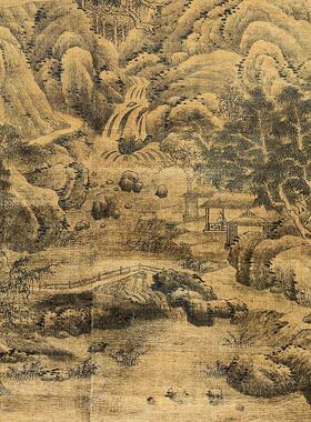 五代巨然高山知遇图国画山水画
