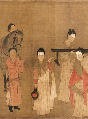 北齐杨子华校书图宋摹本国画