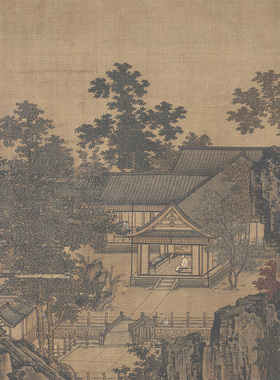 南宋刘松年四景山水图名家国画真迹复制品高清微喷绢本临摹范本