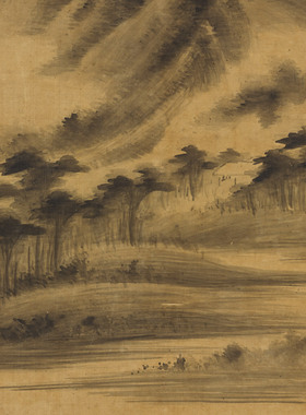 董其昌仿米潇湘白云图山水画