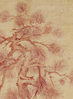 清代徐扬赤松黄石二仙图松树古画复制品高清艺术微喷绢本画心临摹