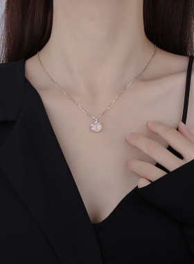 帝丰999纯银白玉髓梅花项链女创意ins梅你不行花朵锁骨链生日礼物