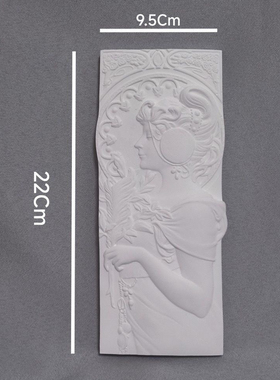 穆夏女神羽毛石膏立体浮雕中古小众高级装饰客厅玄关床头挂画