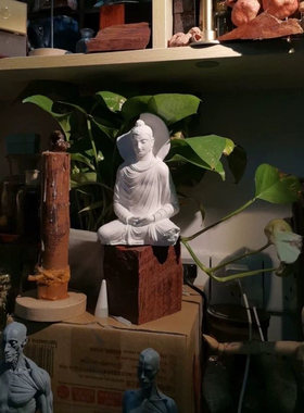 犍陀罗禅坐像石膏超白超硬立体高级茶室会所客厅摆件高档家居