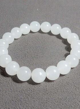 美滋滋方言新疆克拉玛依乌拉禾金丝玉油润白玉内径10mm圆珠手串S2