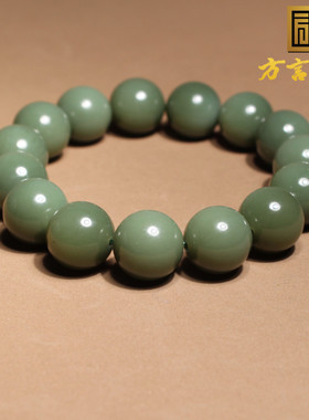 俄罗斯老料碧玉鸭蛋青猫眼手串