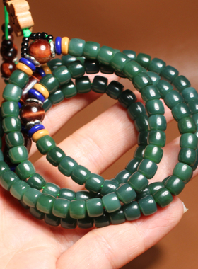 方言和田玉俄色标冰阳绿碧玉手串