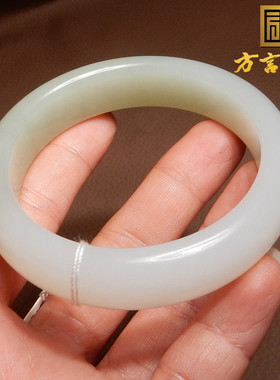 方言和田玉青海羊脂白玉带翠手镯