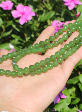 方言和田玉俄料油润果绿碧玉手串