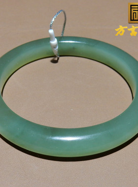 罕见方言和田玉佩戴级青海老坑料细腻高冰湖水绿60mm宽条手镯O8