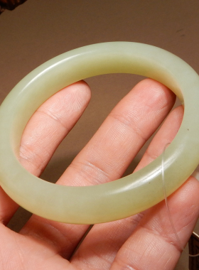 方言和田玉新疆浅黄口料带糖手镯