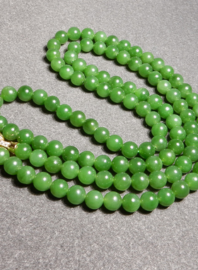 老俄料无黑点高油阳绿碧玉手串