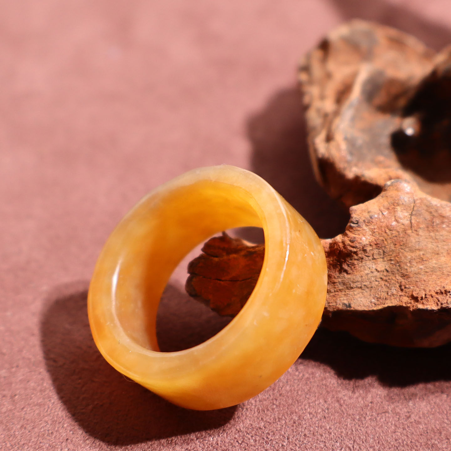 Jade Jubilee Jewelry Promotion Hotan Jade Xinjiang Oily Waxy High Fat Brown Sugar Jade Ring 18mm Ring Ring A9