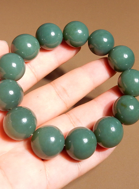 方言和田玉精品珍藏级新疆细腻油润且末料蓝色基调18mm手串手链X6