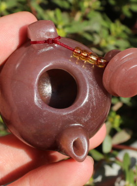 惊呆了方言新疆精品巨漏克拉玛依金丝玉紫气东来把把壶把件摆件A8