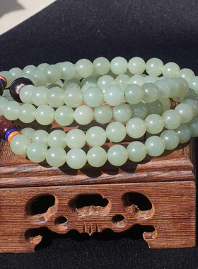 方言和田玉俄料细润粉青碧玉手串
