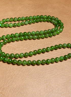 方言和田玉俄料冰底阳绿碧玉手串