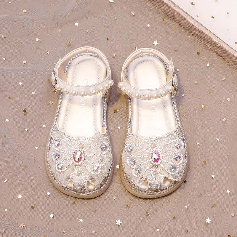 Genuine Leather Girls Princess Girls Crystal Sandals