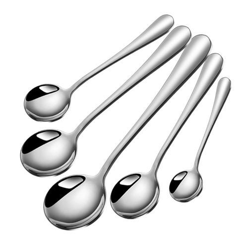 勺子家用不锈钢可爱圆勺成人韩式长柄汤匙儿童金属小勺子餐厅汤勺 - 图3