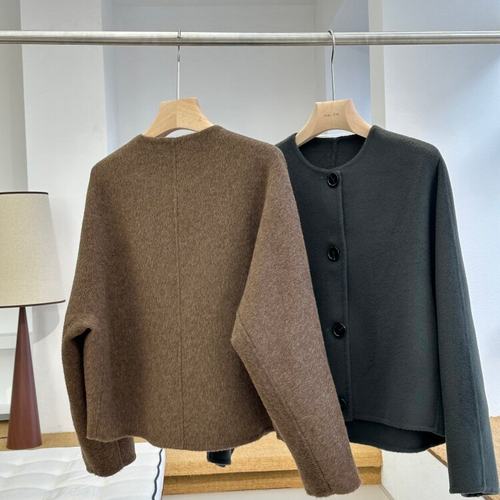 轻奢高级感！MU巨7500+可脱卸围巾领 双面羊毛呢夹克廓形外套女冬 - 图0