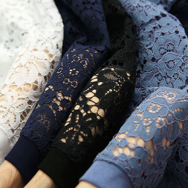 ພາກຮຽນ spring ແລະ summer elegant crocheted ແຂນສາມສ່ວນສີ່ສ່ວນເທິງ lace