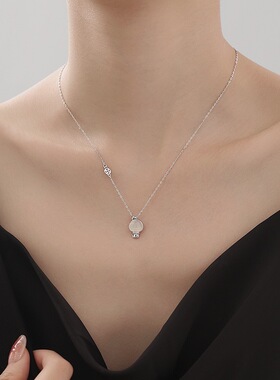 S999足银招财灵蛇白玉髓项链女新中式轻奢小众设计高级感吊坠项饰