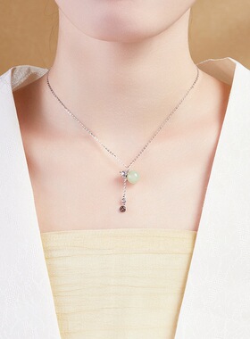 新中式天然和田玉葫芦吊坠项链女S925纯银轻奢小众高级设计感礼物