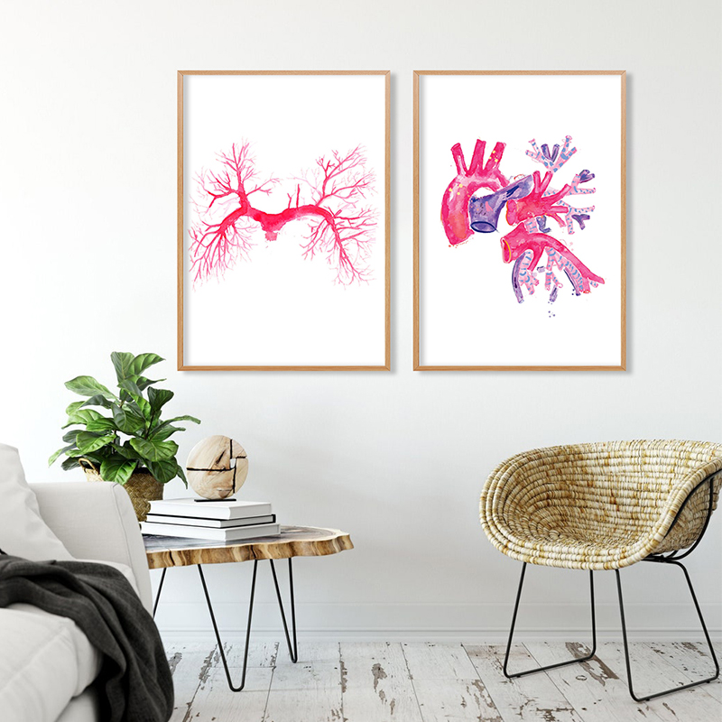 抽象艺术人体血管动脉结构图装饰画肺循环心血管解剖学教育挂画 - 图1