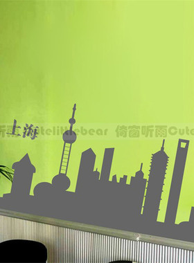 上海地标建筑东方明珠景观墙贴