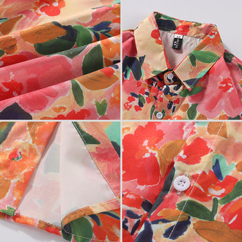 BMOB Hawaii full-print oil painting shirts floral sleeved short-sleeved men and women summer style Hong Kong ເສື້ອຄູ່ຮັກຫາດຊາຍວ່າງ