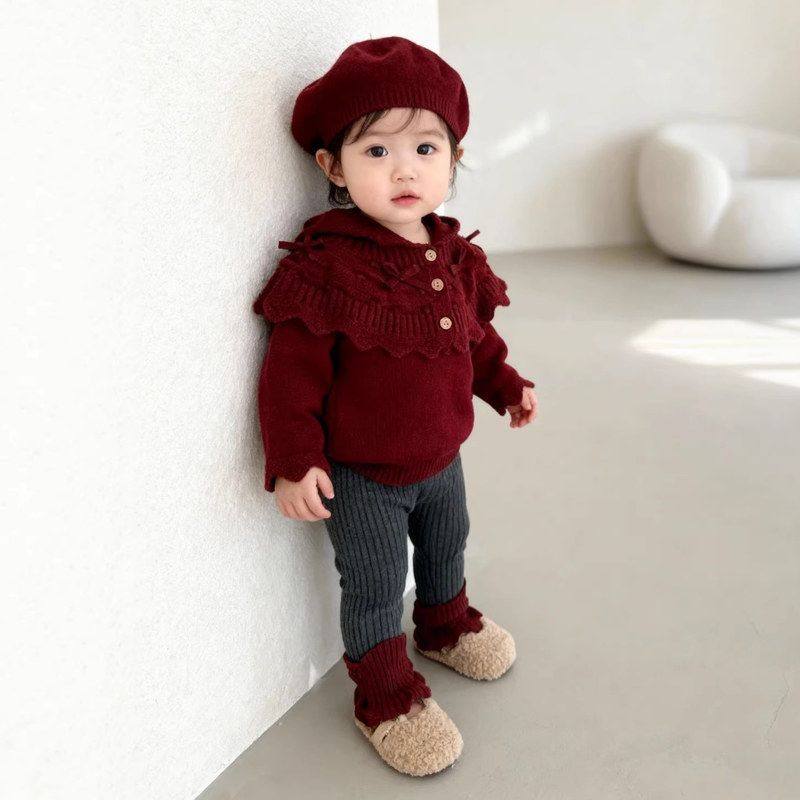 【三件套】26春针织毛线衣服套装喜庆抓周满月连帽披肩+上衣+裤子,淘宝优惠券,粉丝福利购,淘宝优惠卷