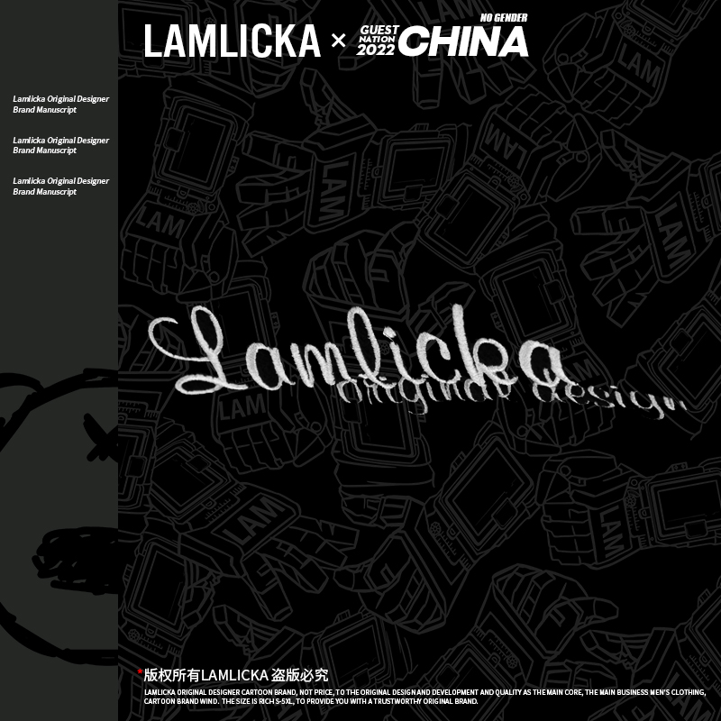 LAMLICKA冬季简约羊皮绒抽绳小脚裤男潮牌新款黑色保暖休闲裤宽松