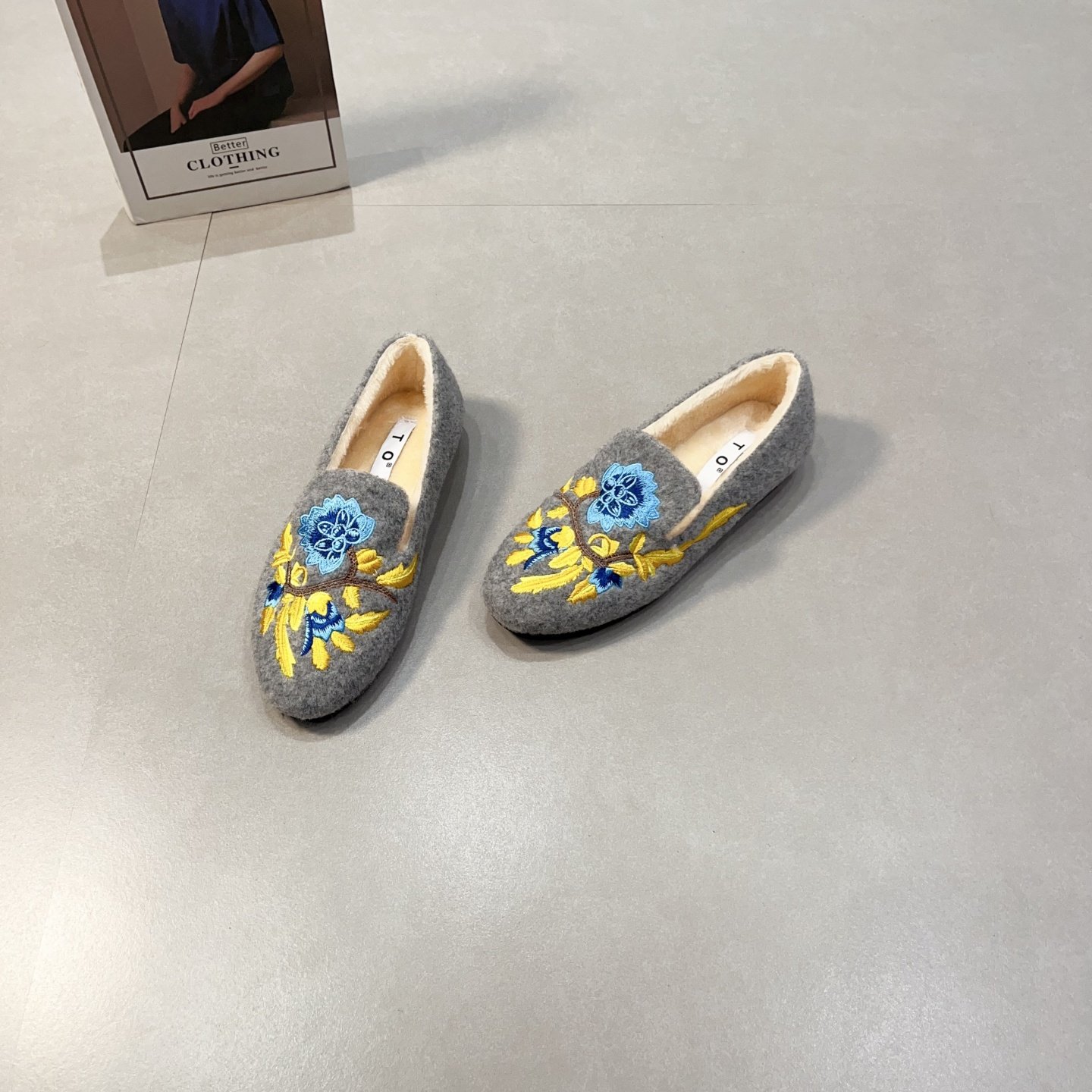 复古风刺绣花毛呢子软底豆豆鞋女2025新款秋冬季一脚蹬加绒毛毛鞋,淘宝优惠券,粉丝福利购,淘宝优惠卷