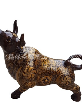 定做牛气冲天仿古风纯铜动物摆件