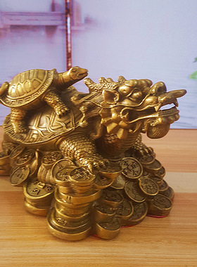 纯铜龙龟摆件纯铜金钱龟纯铜母子龙头龟铜器铜龟八龙铜家居摆件