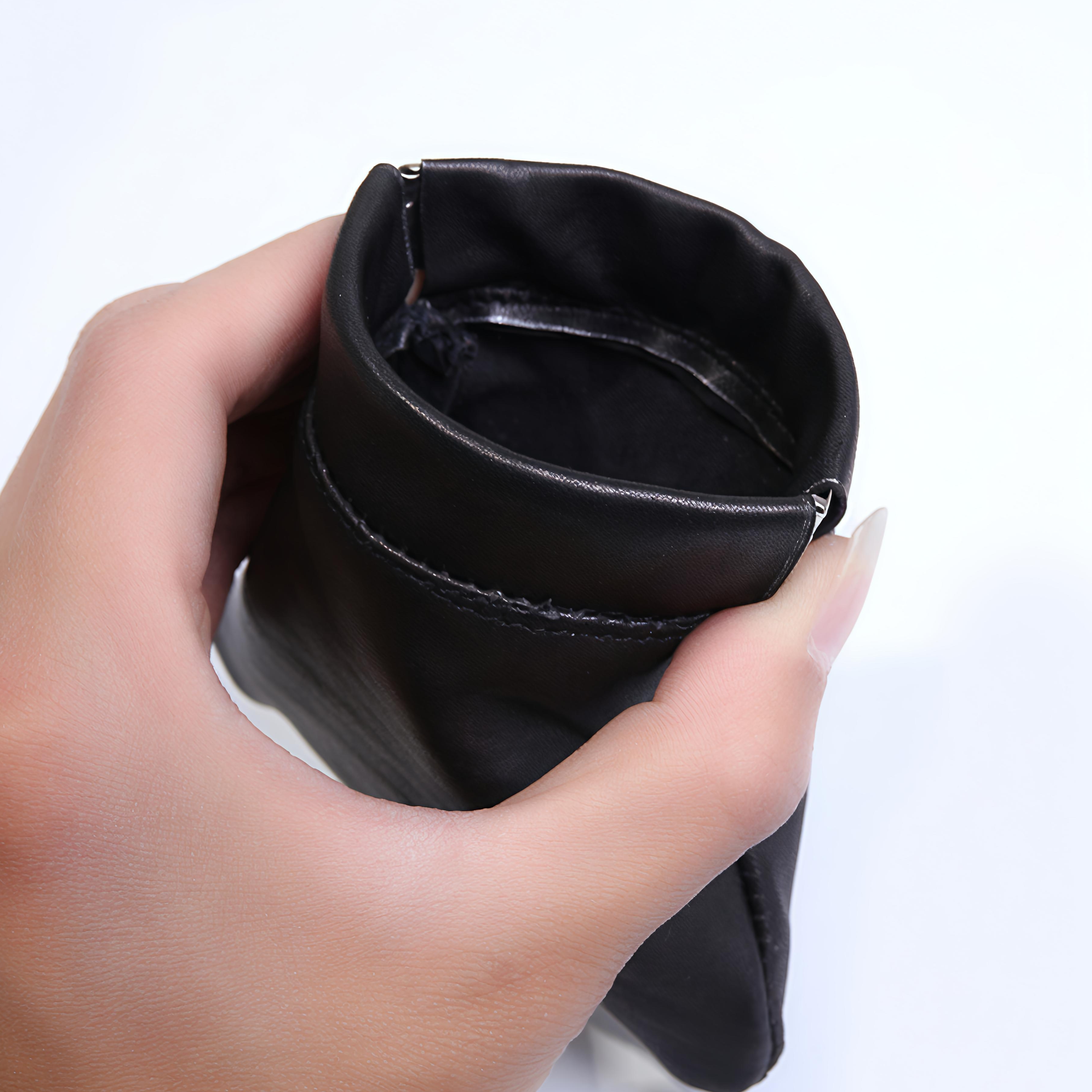 小羊皮耳机收纳包真皮迷你便携多功能数据线自动闭合收纳袋零钱包 - 图1