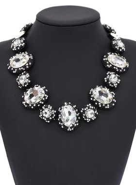 玻璃锌合金水波链女夸张锁骨项链