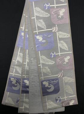 中古正绢西阵织日式和服半幅带浴衣带手工腰带绣花
