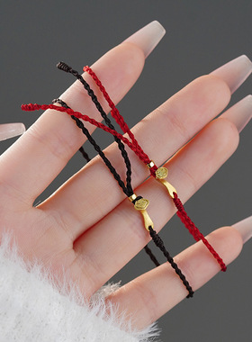 S999足银国风如意手绳新中式小众情侣国潮线绳设计感手饰