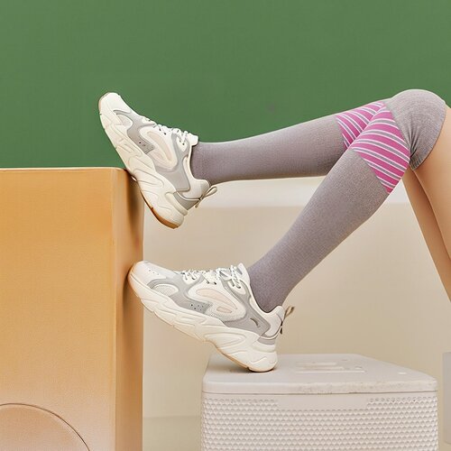 安踏脉冲丨革网拼接厚底舒适休闲鞋女2025夏季新款女鞋122528856 - 图1